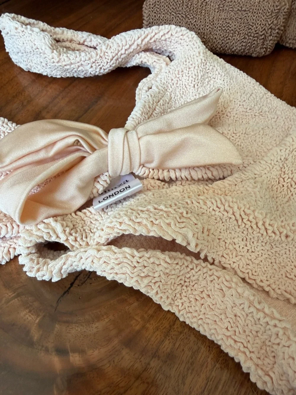 Hunza G Textured Pale Pink Knot-Front Bikini - Picture 9 of 11